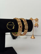 Traditional Indian Gold-Tone Kadas with Elephant Motifs & Stone Work|Size: 2-6 and 2-8| Indian Jewellery| wedding Jewellery