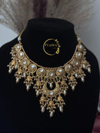 Royal Heritage Gold-Tone Kundan & Pearl Statement Jewellery Set with Jhumka and Maang Tikka| Indian Jewelry| Wedding Jewellery