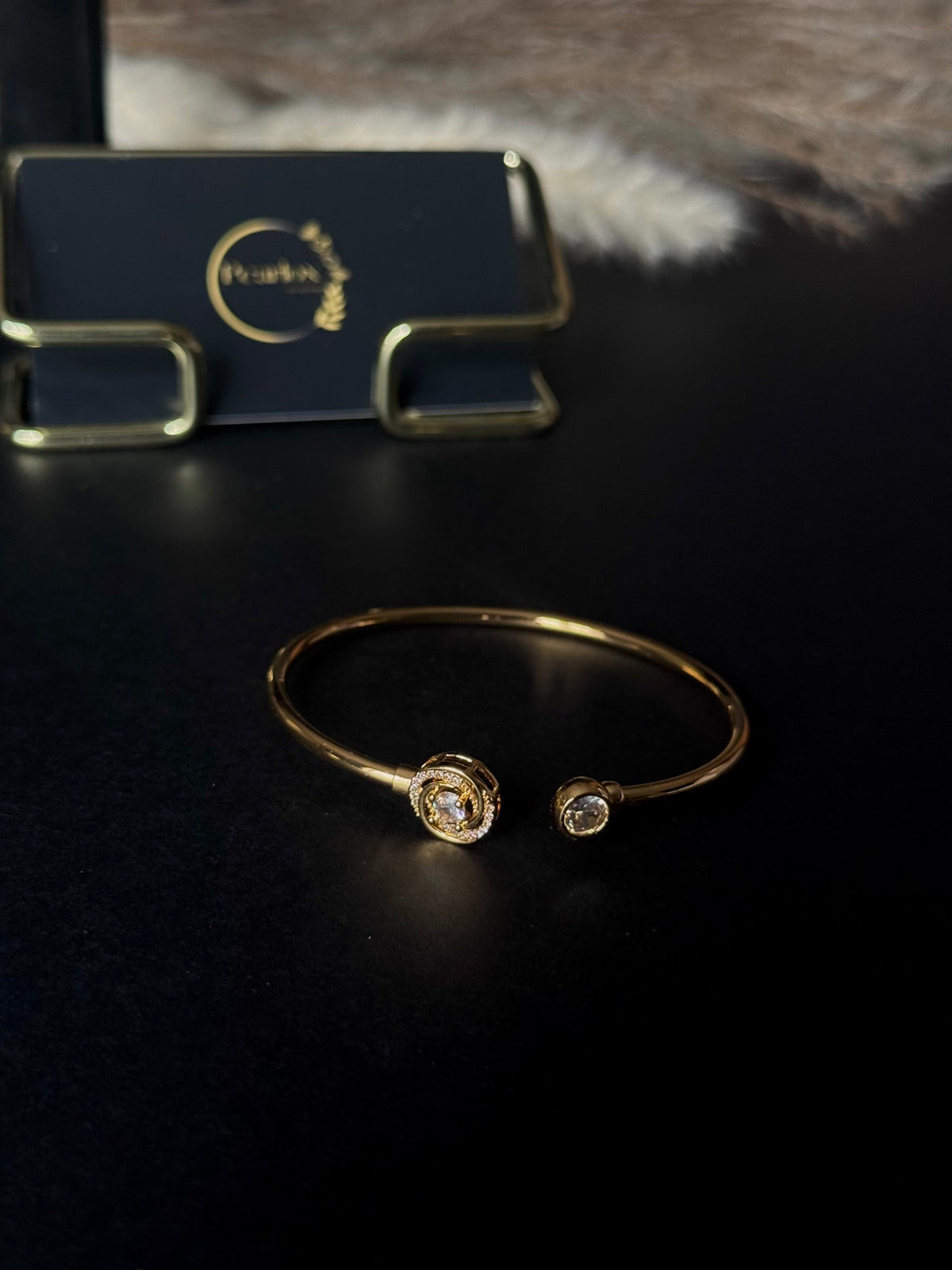 Dainty Crystal Rose Open Cuff Bracelet