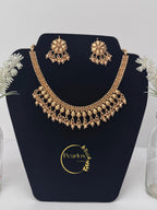 Traditional Gold-Tone necklace Set with Matching Studs| Indian Bridal & Festive Statement Set