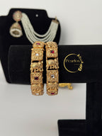 Traditional Indian Gold-Tone Kadas with Elephant Motifs & Stone Work|Size: 2-6 and 2-8| Indian Jewellery| wedding Jewellery