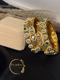 Kundan Kadas | Gold Tone Indian Bangles with Meenakari - Wrist size: 2.6