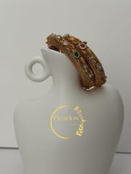 Antique Gold-tone Multi-Stone "Navratna" Style Bangles | Size: 2-6