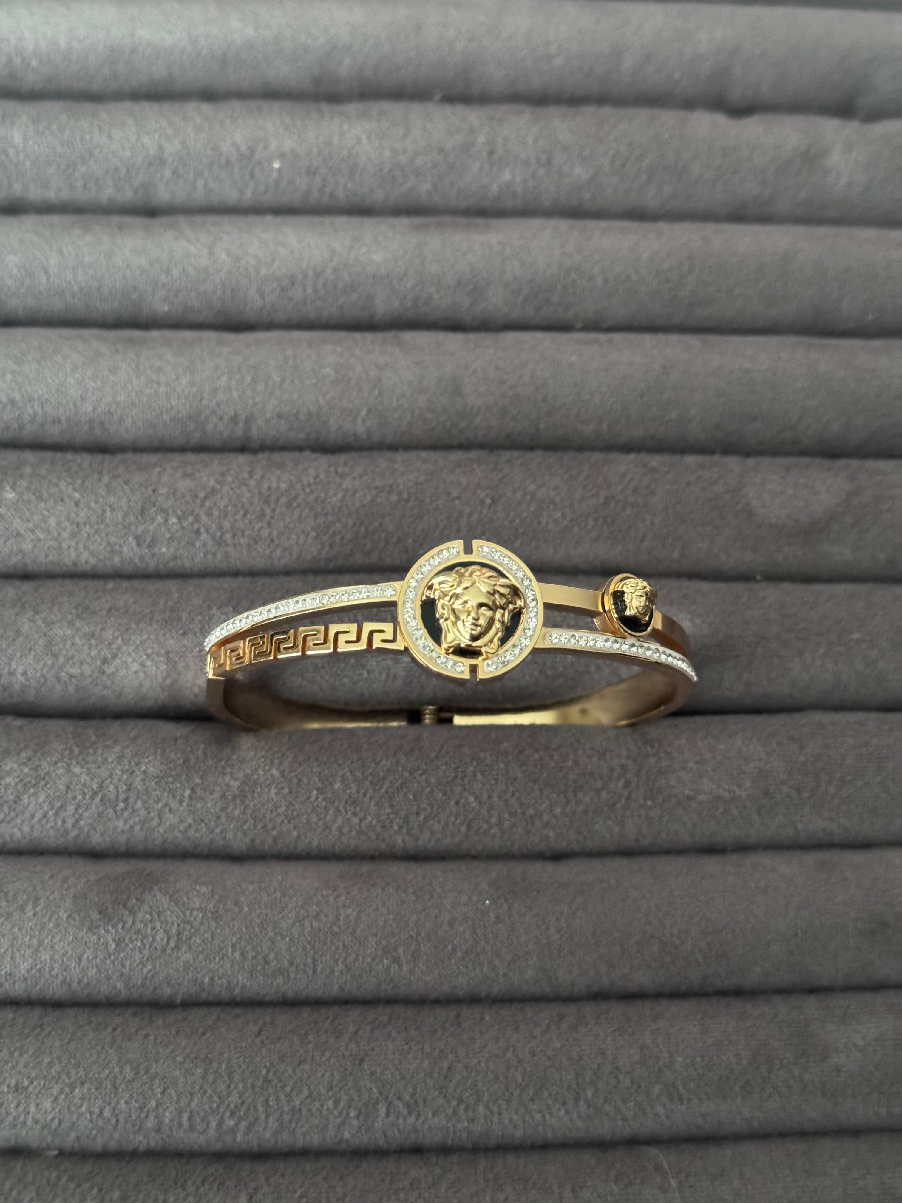 Royal Medusa Greek Key Bangle Bracelet