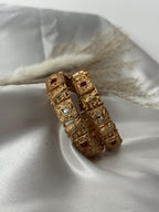 Traditional Indian Gold-Tone Kadas with Elephant Motifs & Stone Work|Size: 2-6 and 2-8| Indian Jewellery| wedding Jewellery