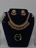 Traditional Gold-Tone necklace Set with Matching Studs| Indian Bridal & Festive Statement Set