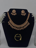 Traditional Gold-Tone necklace Set with Matching Studs| Indian Bridal & Festive Statement Set