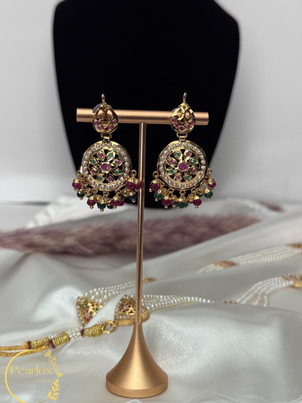 Royal Pearl Jadau Rani Haar Necklace Set with  Matching Jadau Earrings| Indian Jewellery| Wedding Jewellery
