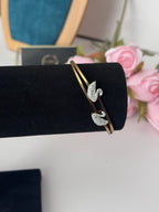 Elegant Crystal Double Swan Bangle Bracelet