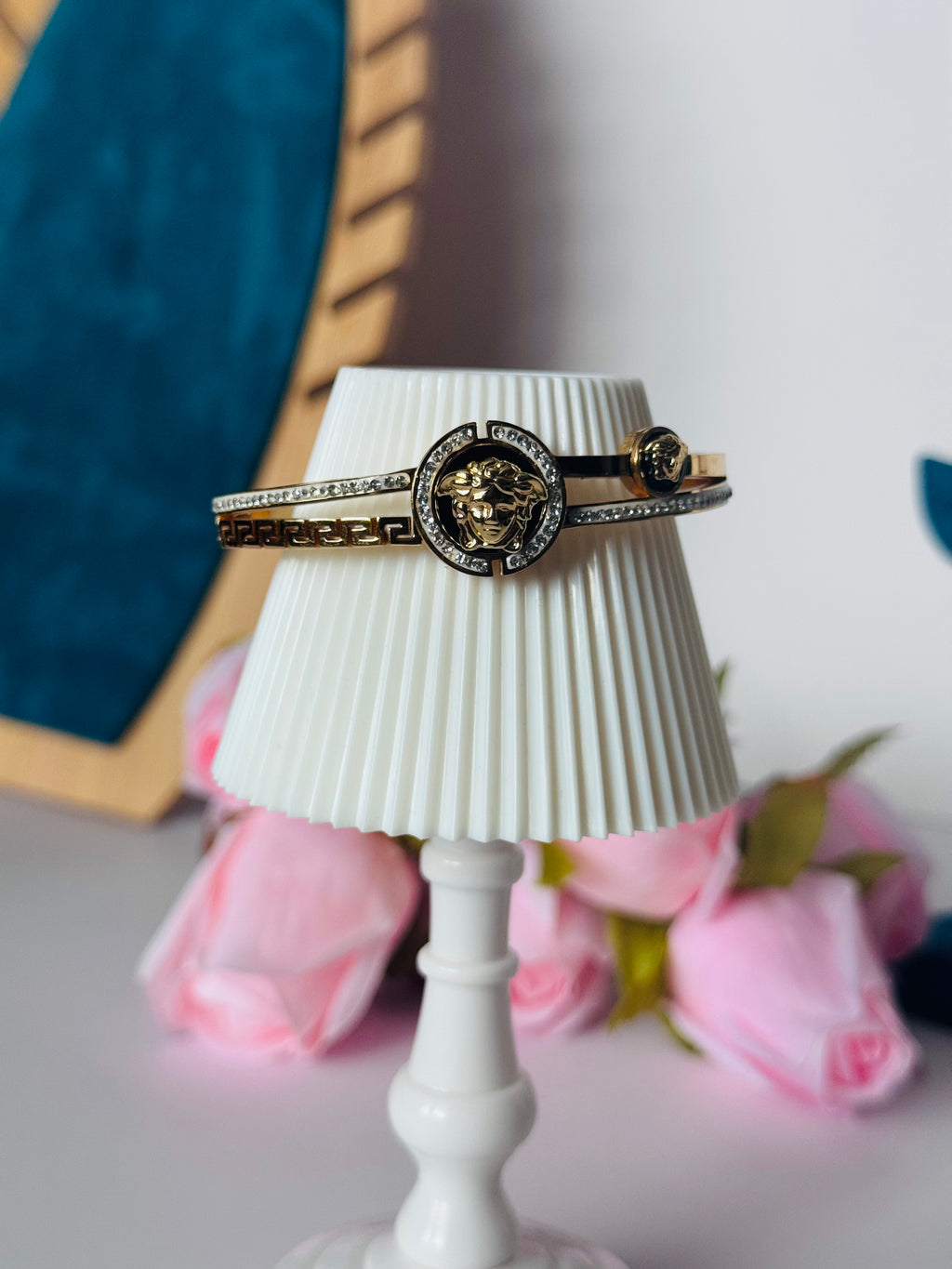 Royal Medusa Greek Key Bangle Bracelet