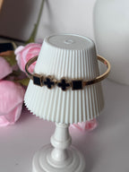 Geometric Clover Charm adjustable Bangle Bracelet