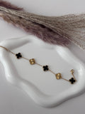 Black and Gold tone onyx Five-Motif Clover Bracelet
