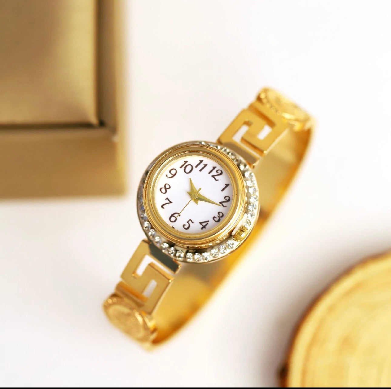 Signature Greek Style Key Crystal Bangle Watch
