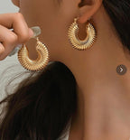 High-Shine Ribbed Statement Hoops