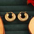 High-Shine Ribbed Statement Hoops