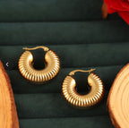 High-Shine Ribbed Statement Hoops