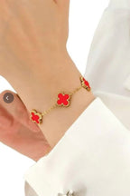 The Red Clover Bracelet| Anti Tarnish Clover leaf bracelet