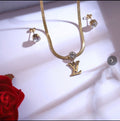 Aura Monogram Pendant & Clear stone studs | Snake Chain Pendent