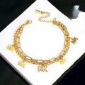 Double Chain MK initial bracelet| premium Chain bracelet with charms