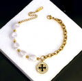 Midnight Clover Pearl & Link Statement Bracelet