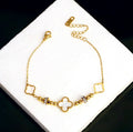 Luminous White Clover & Crystal Charm Bracelet