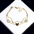Midnight Butterfly Double-Chain Bracelet| Trendy Bracelet with clear stone motifs