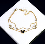 Midnight Butterfly Double-Chain Bracelet| Trendy Bracelet with clear stone motifs