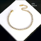 Radiant Gold-Tone Crystal Tennis Bracelet | S
