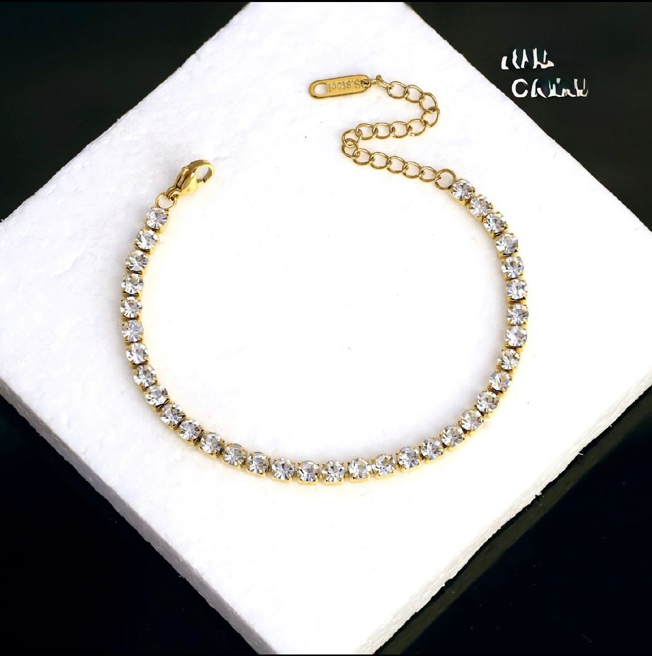 Radiant Gold-Tone Crystal Tennis Bracelet | S