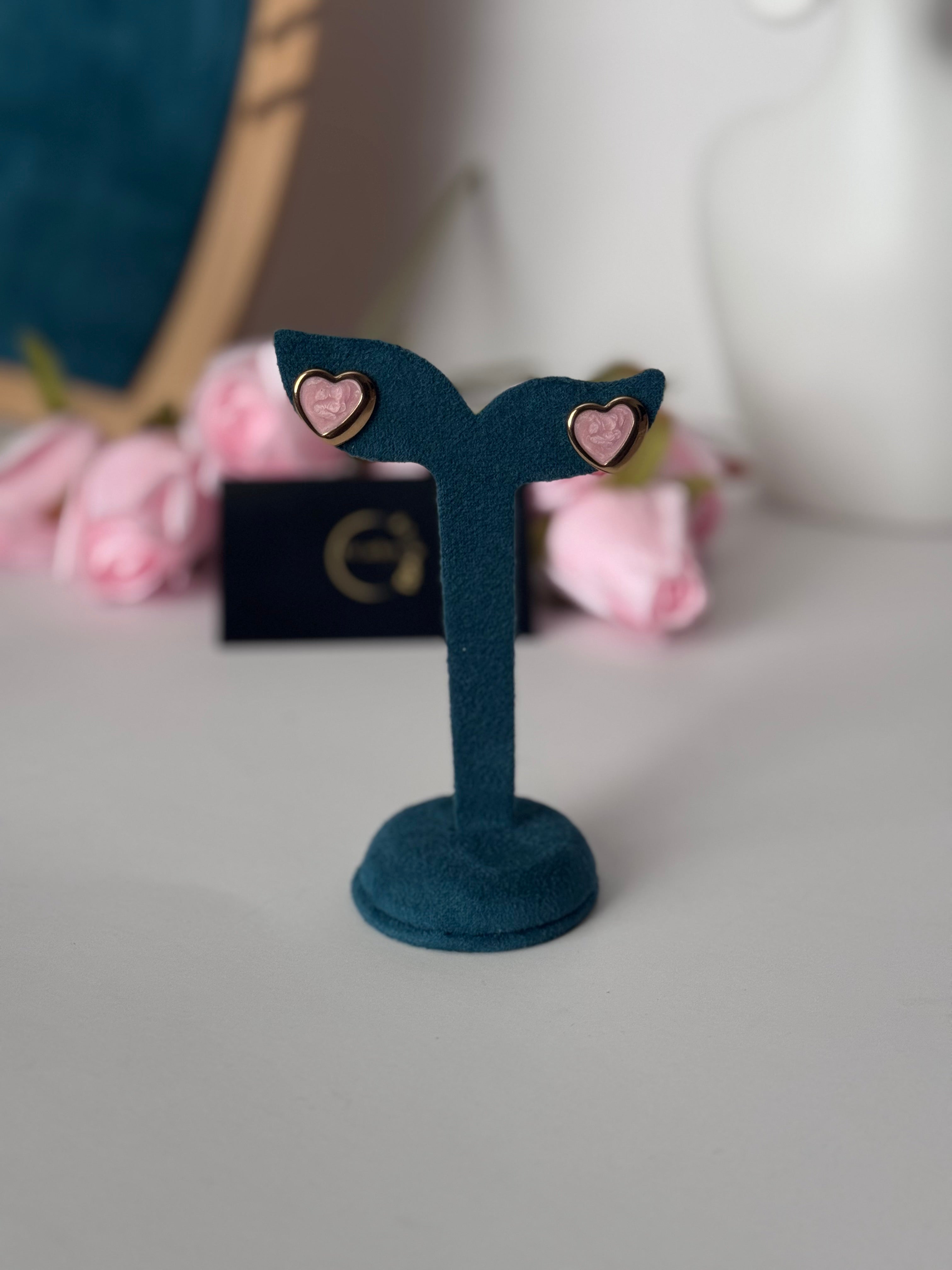 The Rosé Romance Heart Studs |  Pink Heart Earrings