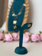 Signature Onyx Clover Studs in Gold tone