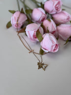 Ethereal Butterfly in gold and white tone Pendent | Layered Necklace & Minimalist Studs