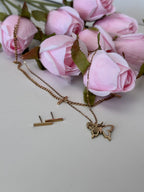 Ethereal Butterfly in gold and white tone Pendent | Layered Necklace & Minimalist Studs