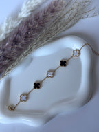 The Midnight black and White Clover Bracelet| Anti-Tarnish Bracelet