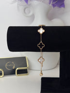 The Midnight black and White Clover Bracelet| Anti-Tarnish Bracelet