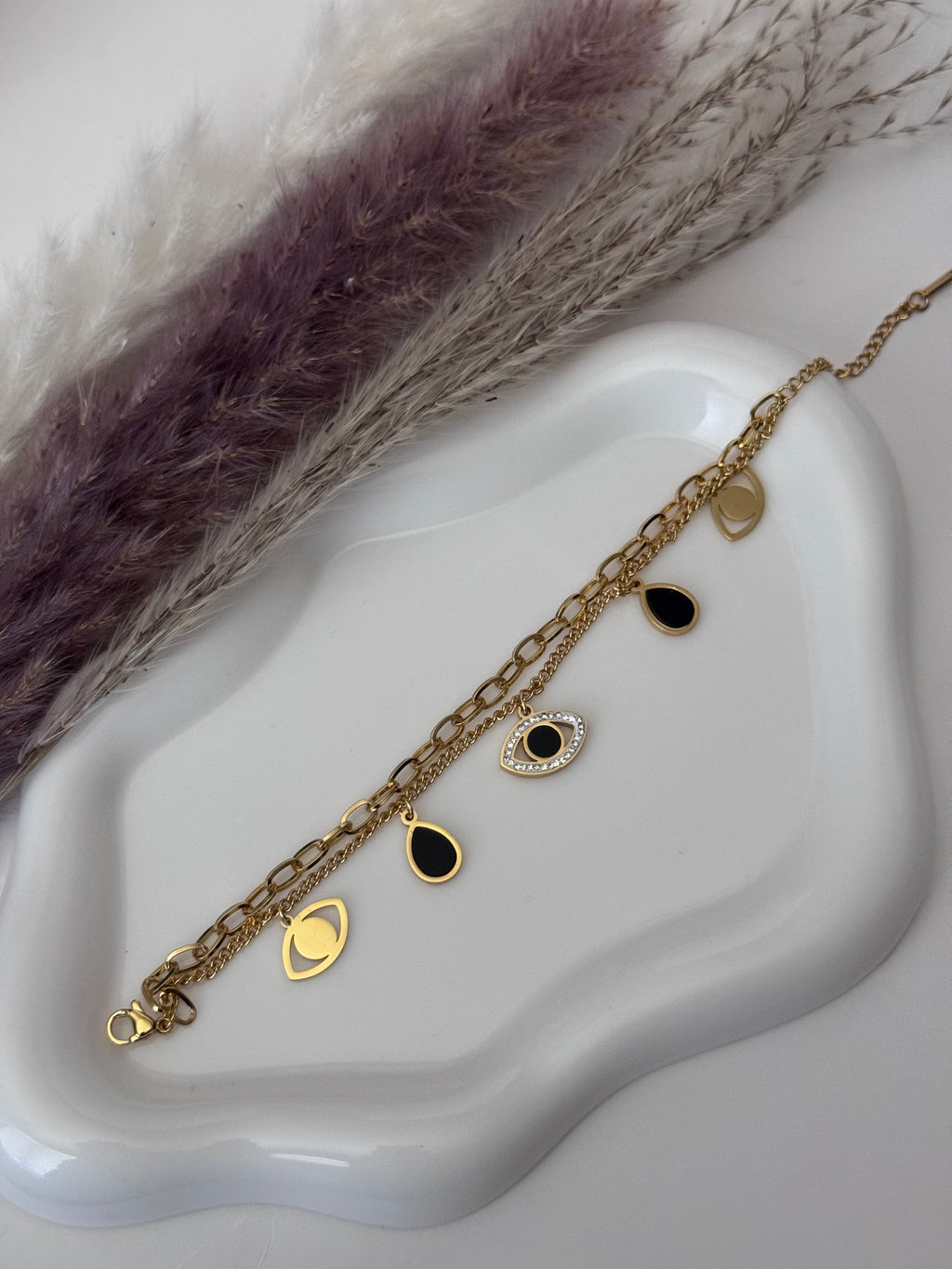 Midnight Protection Double-Chain Bracelet| Black eye style