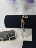 Heritage Double-Chain F Charm Bracelet