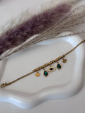 Green gem Evil Eye & Crystal Snake Chain Bracelet| Unique collection