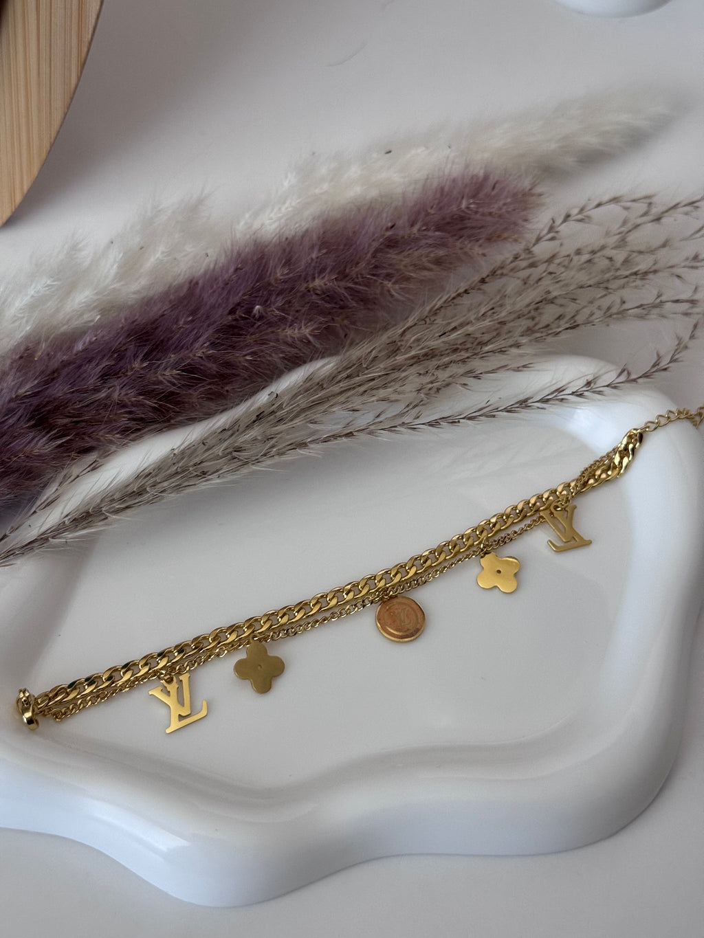 Gold-Tone Layered Accent Charm Bracelet