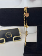 Monogram Luxe: Gold & Black Enamel Chain Bracelet