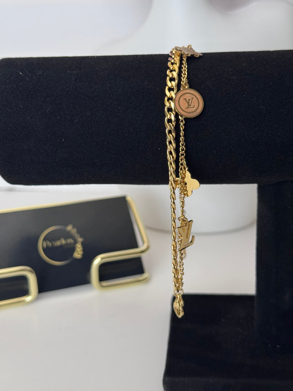 Gold-Tone Layered Accent Charm Bracelet