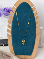 Sweet Heart and Bow Gold Tone Pendent with Sleek Chain | Limited Edition