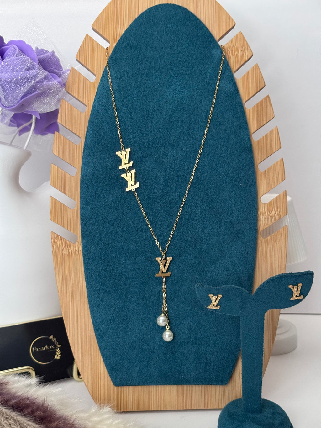 The Trendy Pearl Y-Necklace & Stud Set| Chic Pendent Set