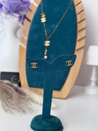 Iconic Pearl Drop Lariat & Monogram Charm Necklace