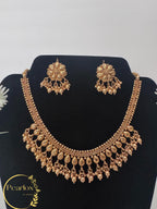 Traditional Gold-Tone necklace Set with Matching Studs| Indian Bridal & Festive Statement Set