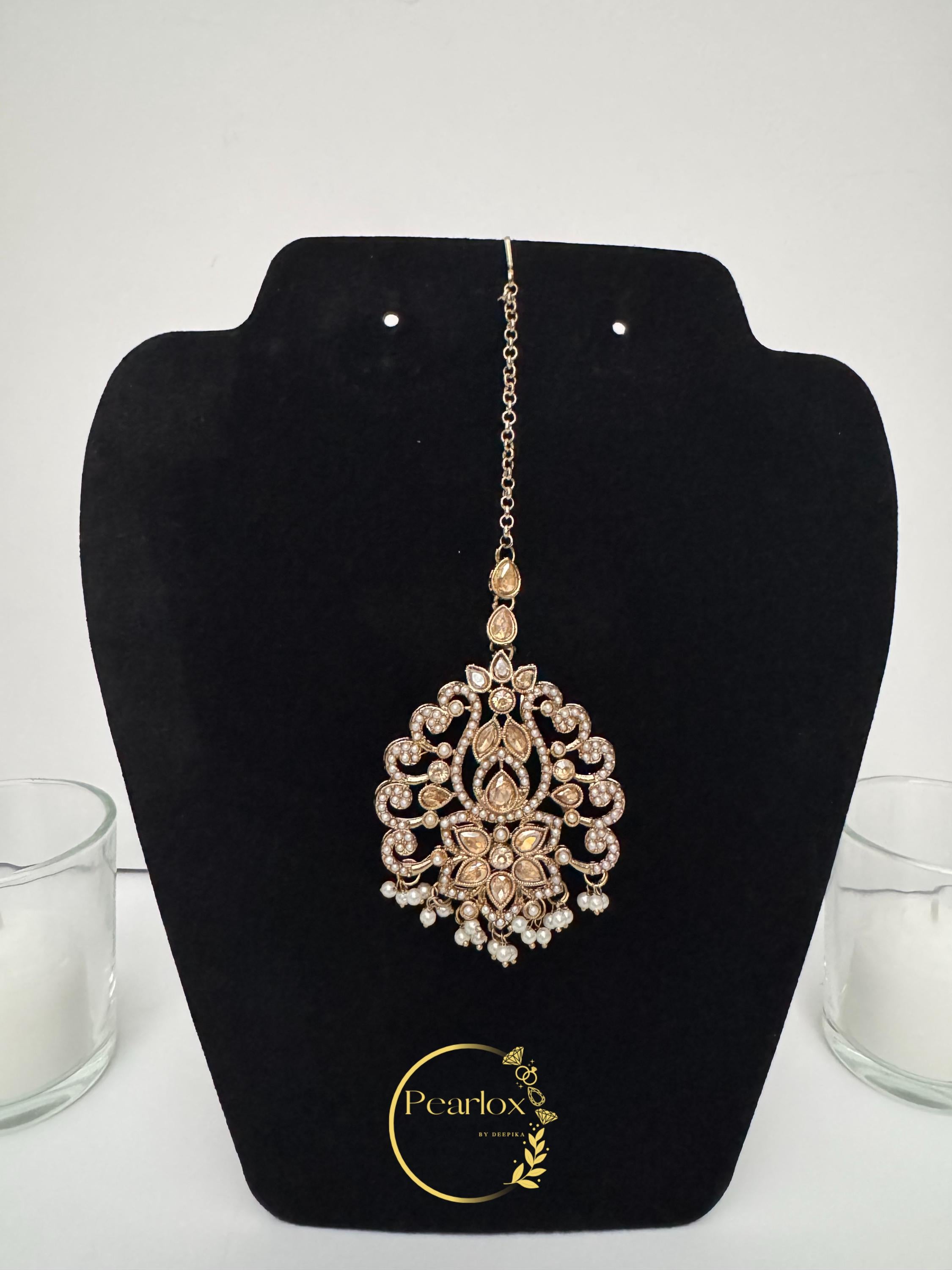 Traditional Antique Pearl Bahubali Jhumka + Tikka| wedding| Indian Jewellery| Pakistani Jewellery