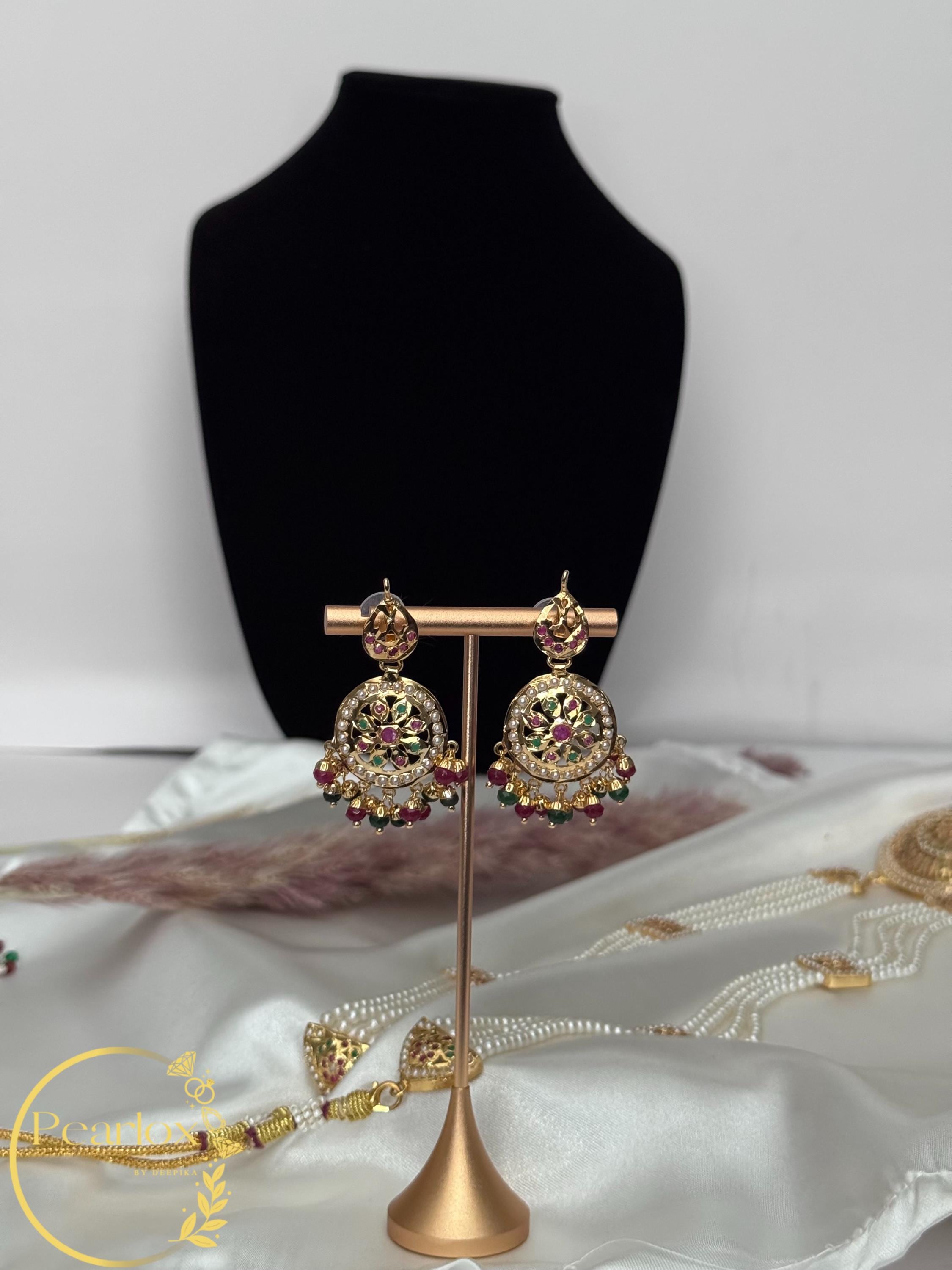 Royal Pearl Jadau Rani Haar Necklace Set with  Matching Jadau Earrings| Indian Jewellery| Wedding Jewellery
