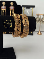 Gold-Tone Indian Kadas (Bangles) | Elephant & Bridal Motifs, Superior Craftmanship Size:  2-4 2-6 and 2-8