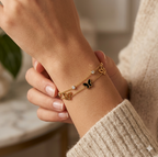 Midnight Butterfly Double-Chain Bracelet| Trendy Bracelet with clear stone motifs